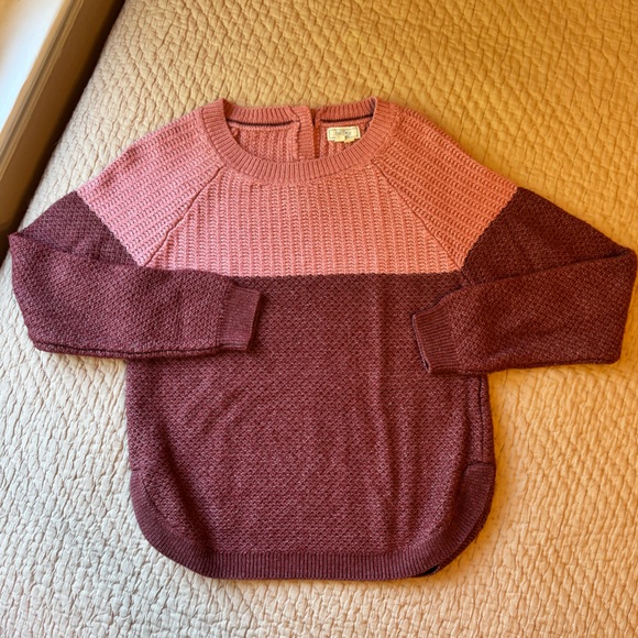 Fat Face Two Tone Crew Neck Jumper in Light Pink & Burgundy, Size 2, EUC! - Picture 1 of 6